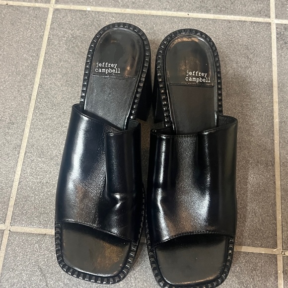 Jeffery Campbell women’s Platform Slide Sandal Sz 9 Concert black chunky - Picture 4 of 9